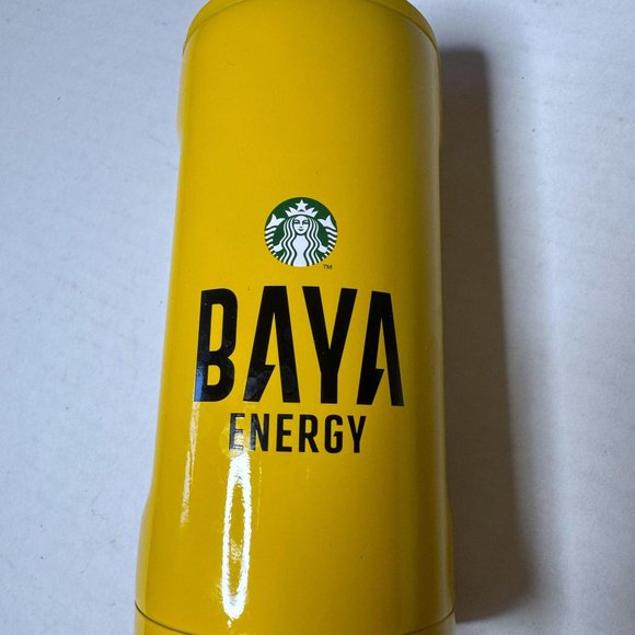 Starbucks Baya Energy Slim Can Koozie Yellow Drink Stainless Steel Insulated - Picture 3 of 5